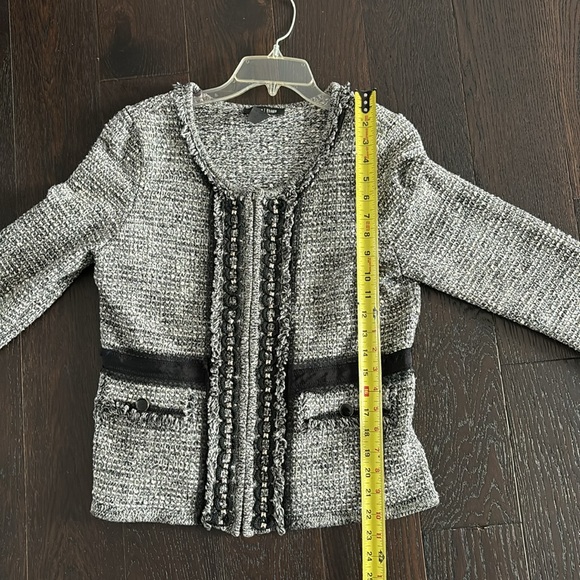 WHBM Sweater Blazer Jacket Black White Stitched Lightweight Cardigan Fabric Sz M - Picture 8 of 9